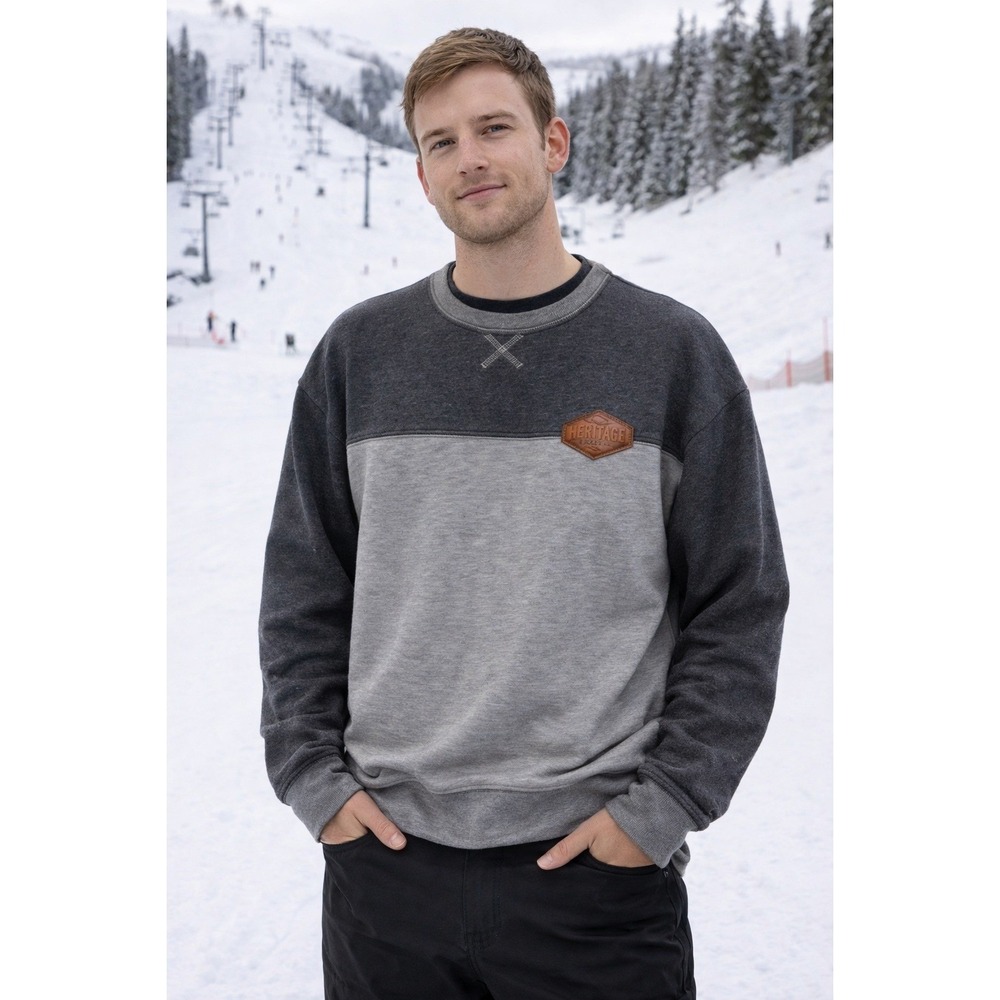 Ski The East Crewneck Sweatshirt Mens XL Grey Fleece Apres Ski Mountain Pullover